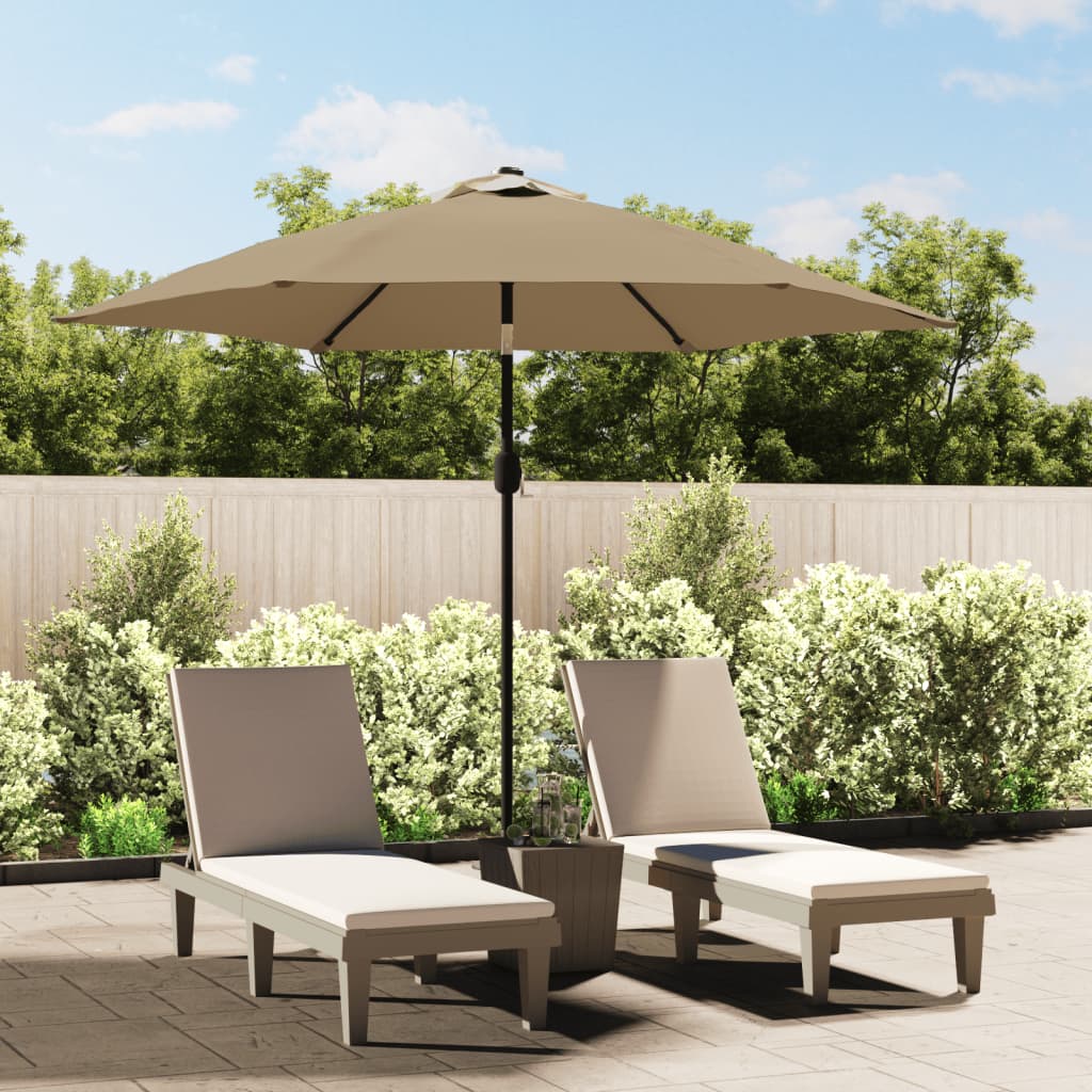Sonnenschirm Mit Led-Leuchten Und Stahlmast 300 Cm