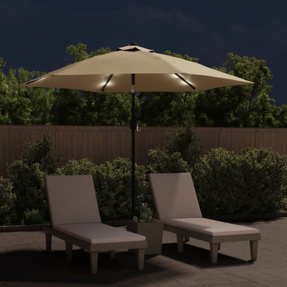 Sonnenschirm Mit Led-Leuchten Und Stahlmast 300 Cm