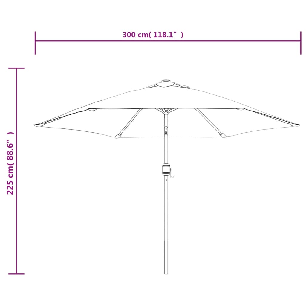 Sonnenschirm Mit Led-Leuchten Und Stahlmast 300 Cm