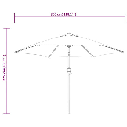 Sonnenschirm Mit Led-Leuchten Und Stahlmast 300 Cm