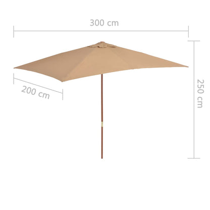 Sonnenschirm Mit Holz-Mast 200X300 Cm