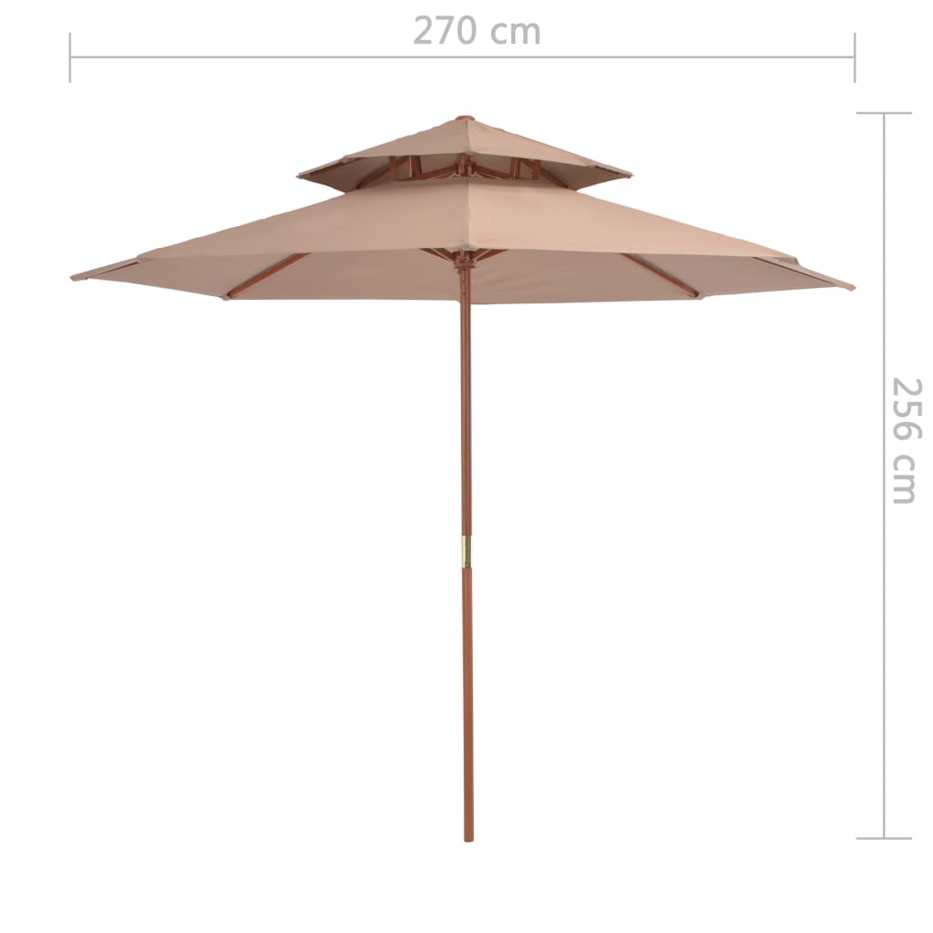Sonnenschirm Mit Entlüftung Und Holz-Mast 270 Cm