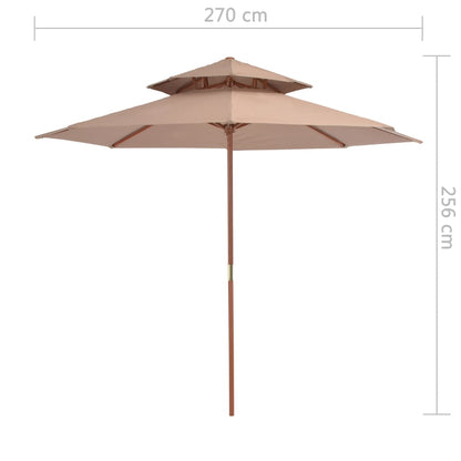 Sonnenschirm Mit Entlüftung Und Holz-Mast 270 Cm