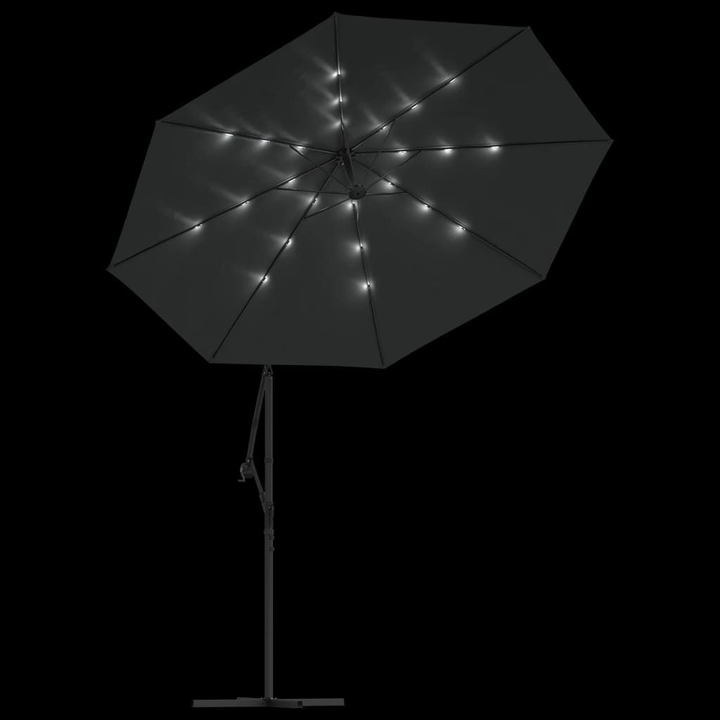 Ampelschirm Mit Led-Beleuchtung Und Stahl-Mast 300 Cm