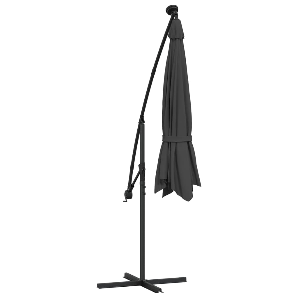 Ampelschirm Mit Led-Beleuchtung Und Stahl-Mast 300 Cm