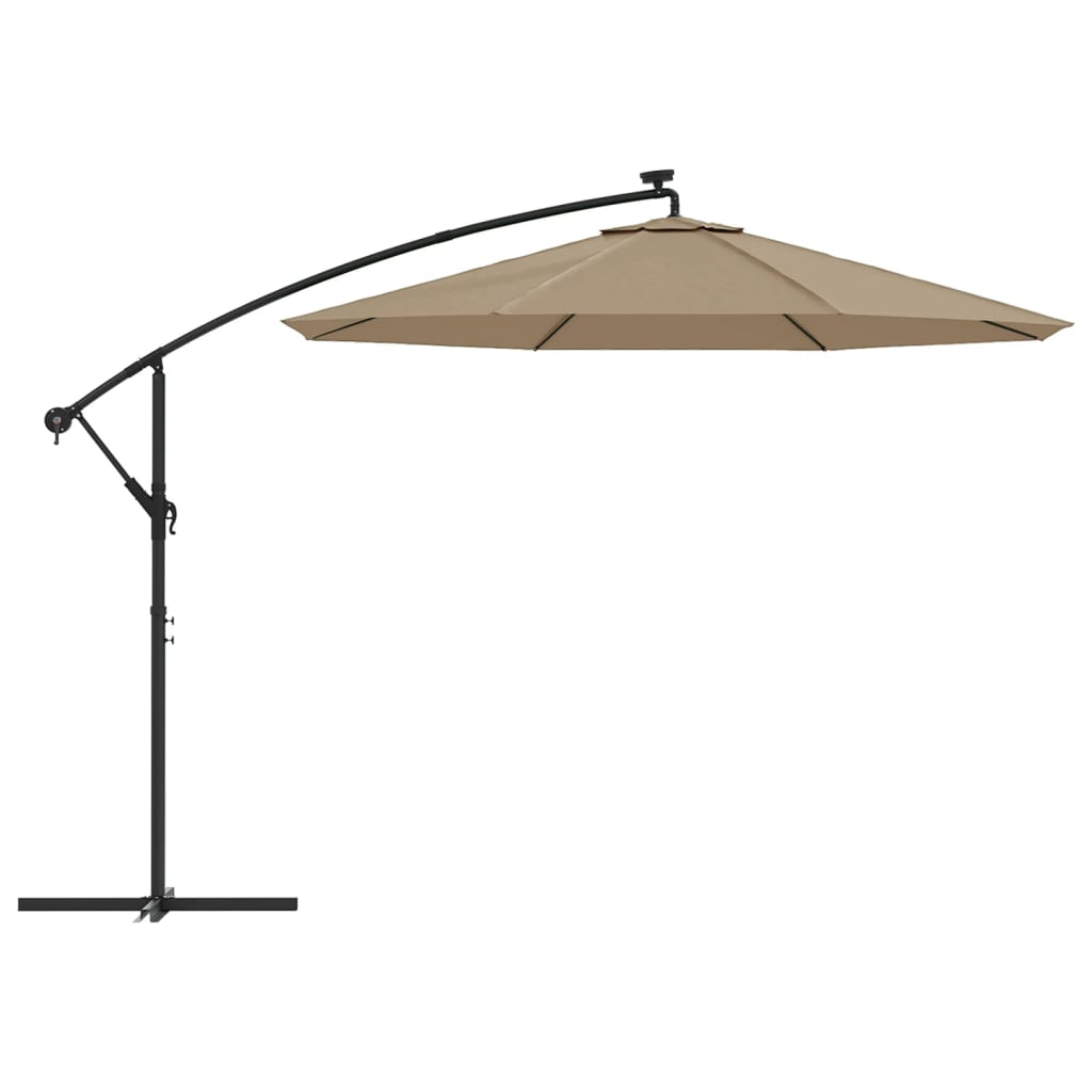 Ampelschirm Mit Led-Beleuchtung Und Stahl-Mast 300 Cm