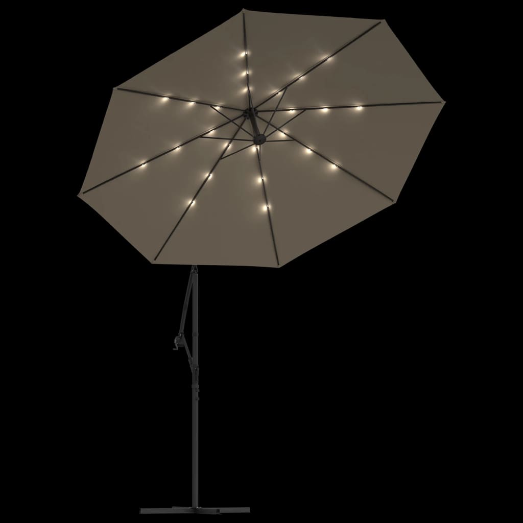 Ampelschirm Mit Led-Beleuchtung Und Stahl-Mast 300 Cm