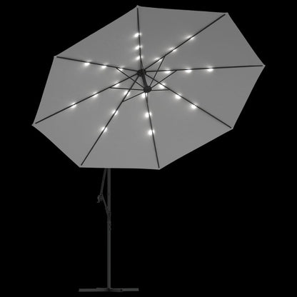 Ampelschirm Mit Led-Beleuchtung Und Metall-Mast 350 Cm Sandweiß