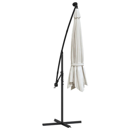 Ampelschirm Mit Led-Beleuchtung Und Metall-Mast 350 Cm Sandweiß
