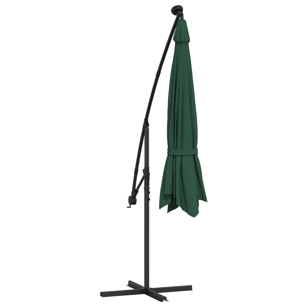 Ampelschirm Mit Led-Beleuchtung Und Metall-Mast 350 Cm Grün