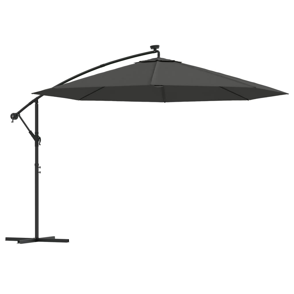 Ampelschirm Mit Led-Beleuchtung Und Metall-Mast 350Cm