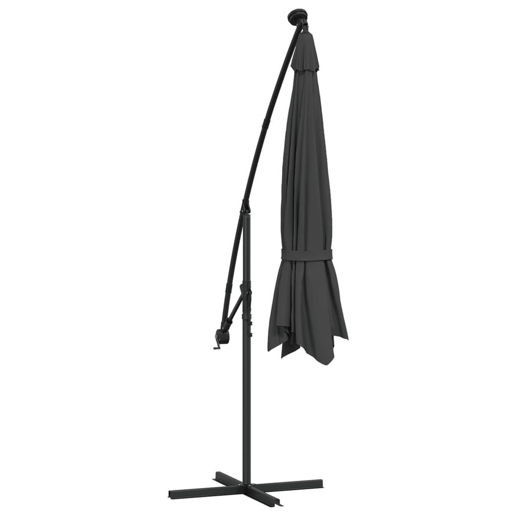 Ampelschirm Mit Led-Beleuchtung Und Metall-Mast 350Cm