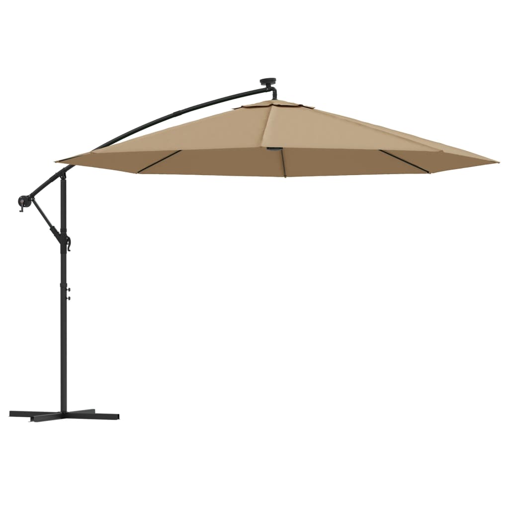 Ampelschirm Mit Led-Beleuchtung Und Metall-Mast 350 Cm
