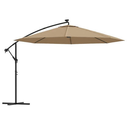 Ampelschirm Mit Led-Beleuchtung Und Metall-Mast 350 Cm
