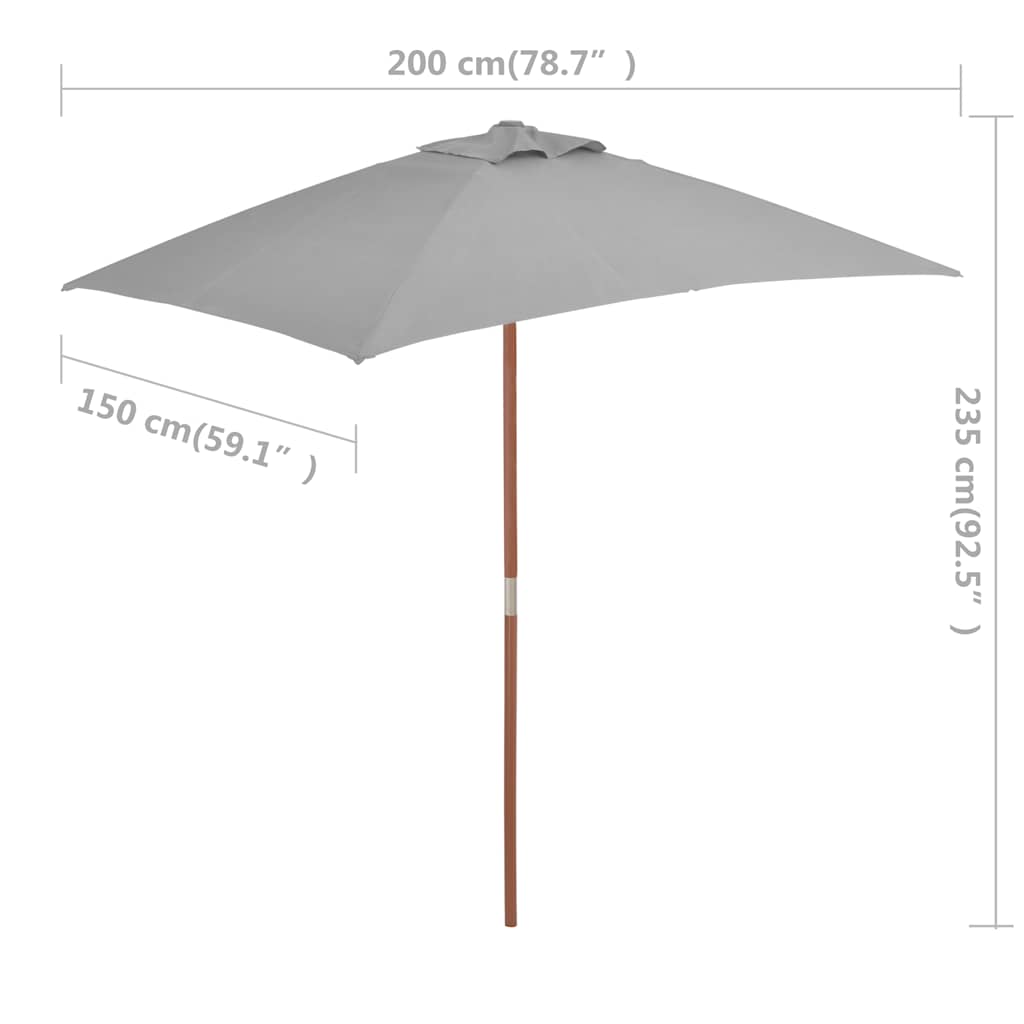 Sonnenschirm Mit Holz-Mast 150X200 Cm