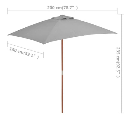Sonnenschirm Mit Holz-Mast 150X200 Cm