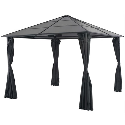 Gartenpavillon Mit Vorhang Aluminium 4×3×2,6 M Schwarz
