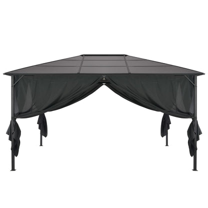 Gartenpavillon Mit Vorhang Aluminium 4×3×2,6 M Schwarz