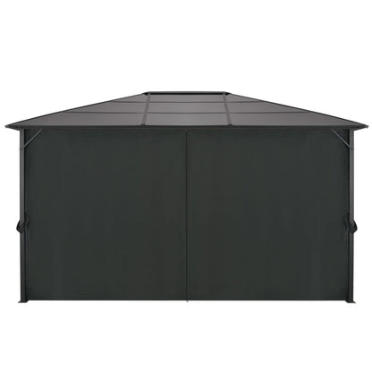 Gartenpavillon Mit Vorhang Aluminium 4×3×2,6 M Schwarz