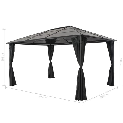 Gartenpavillon Mit Vorhang Aluminium 4×3×2,6 M Schwarz