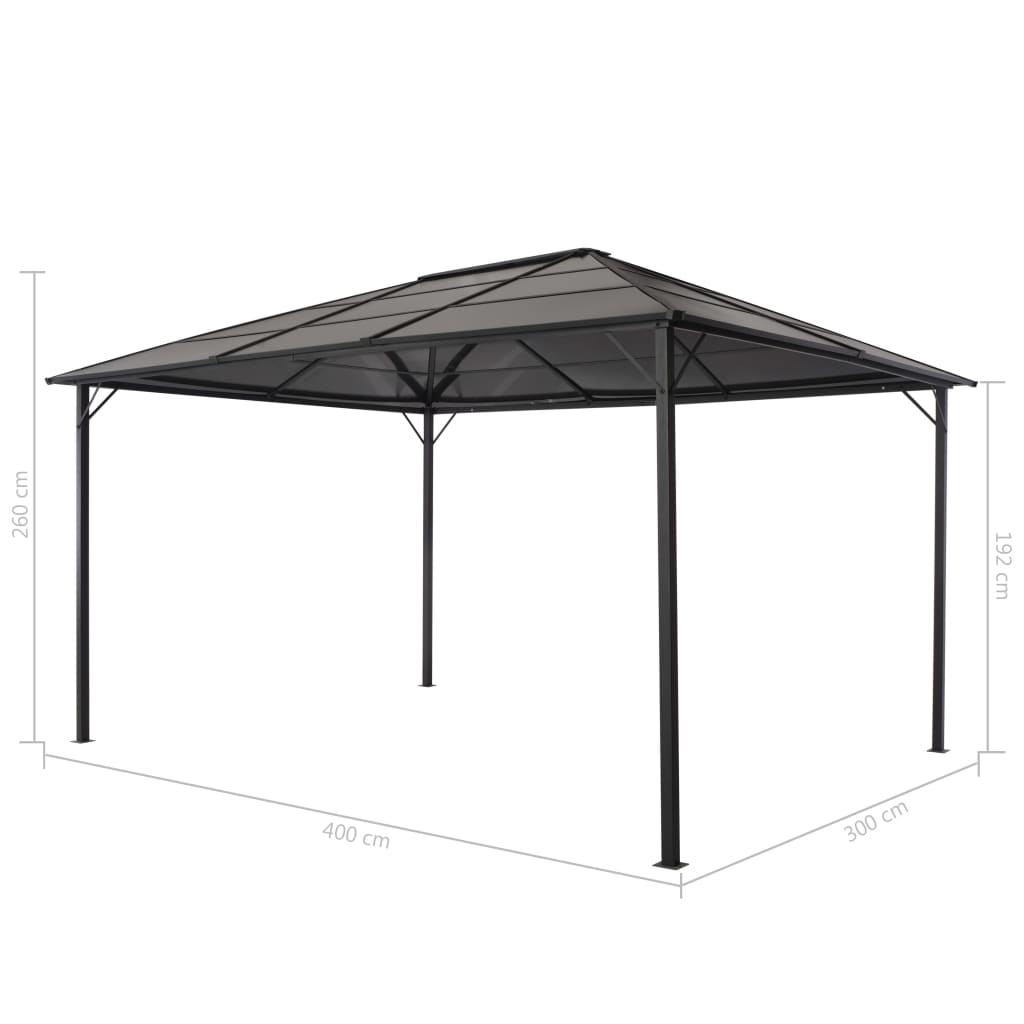 Gartenpavillon Mit Dach Aluminium 4×3×2,6 M Schwarz