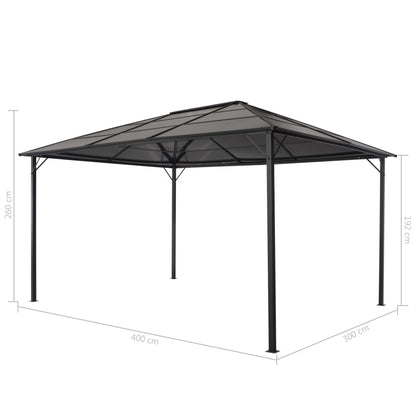 Gartenpavillon Mit Dach Aluminium 4×3×2,6 M Schwarz