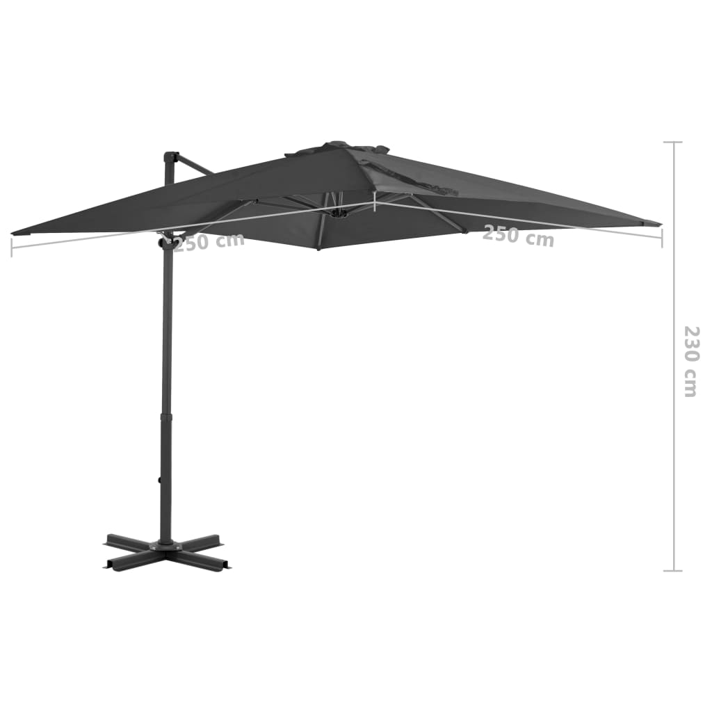Ampelschirm Mit Aluminium-Mast 250X250 Cm Anthrazit