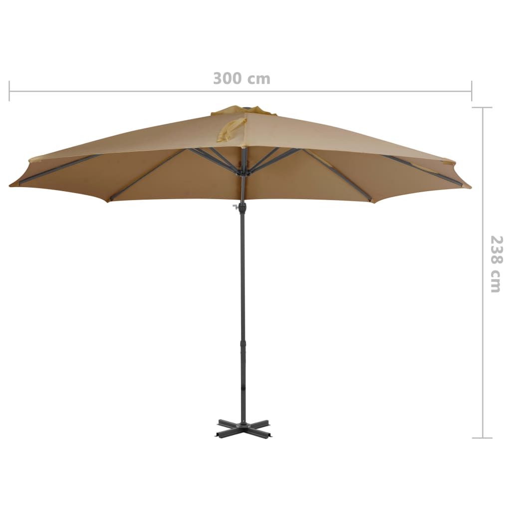 Ampelschirm Mit Aluminium-Mast 300 Cm Taupe