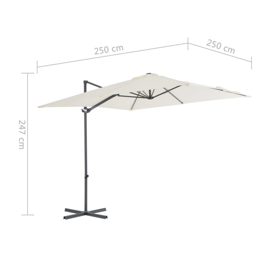 Ampelschirm Mit Stahl-Mast 250X250 Cm Sandweiß