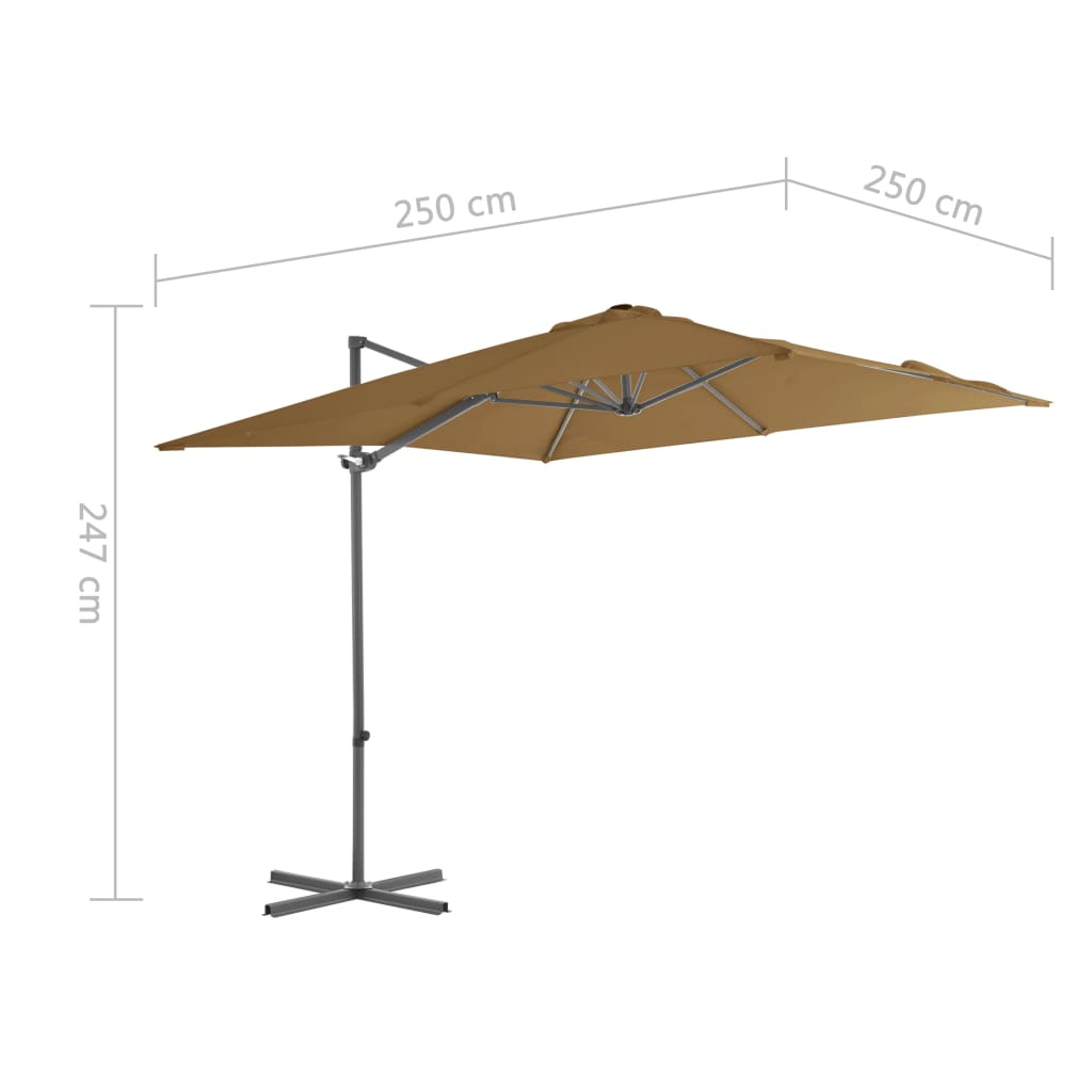 Ampelschirm Mit Stahl-Mast 250X250 Cm Taupe