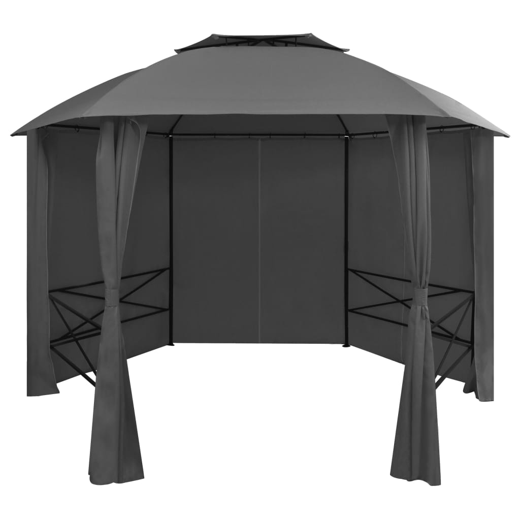 Gartenpavillon Mit Vorhängen Sechseckig 360X265 Cm
