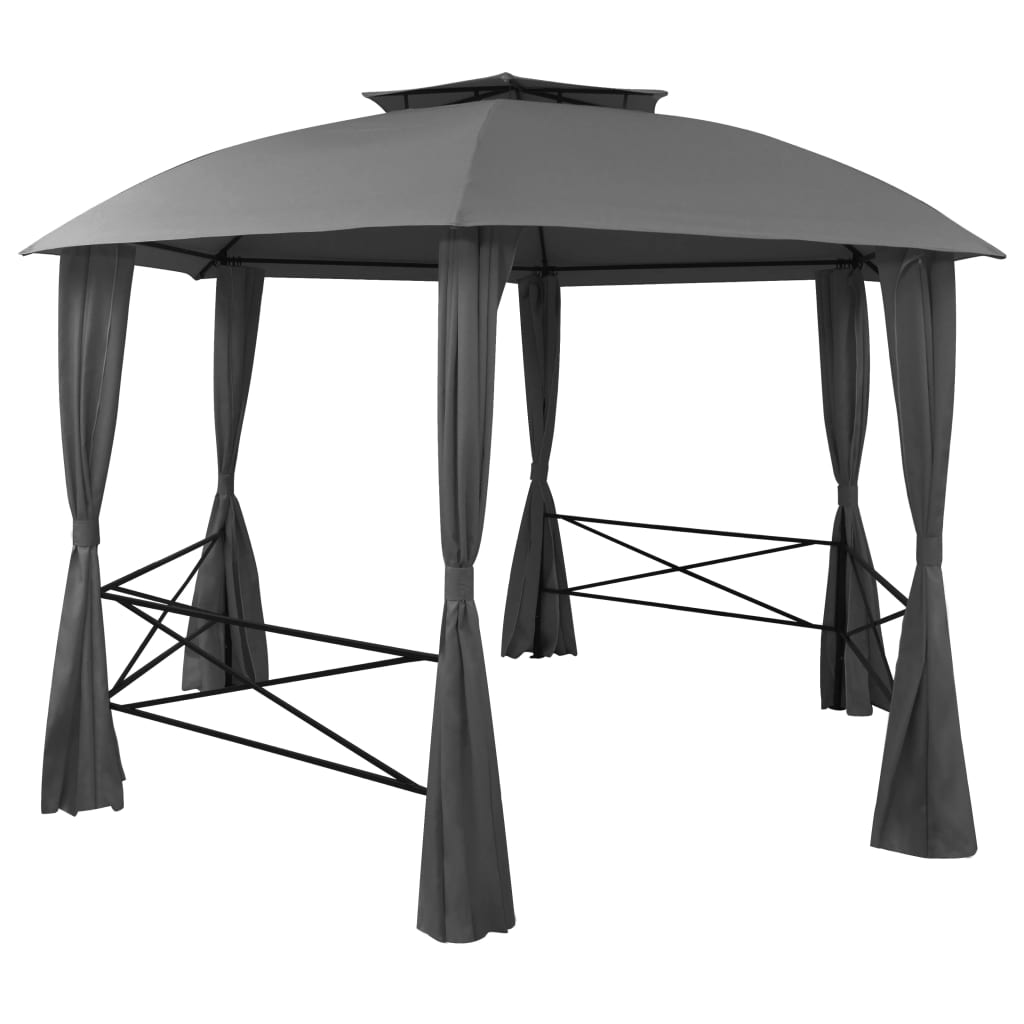 Gartenpavillon Mit Vorhängen Sechseckig 360X265 Cm