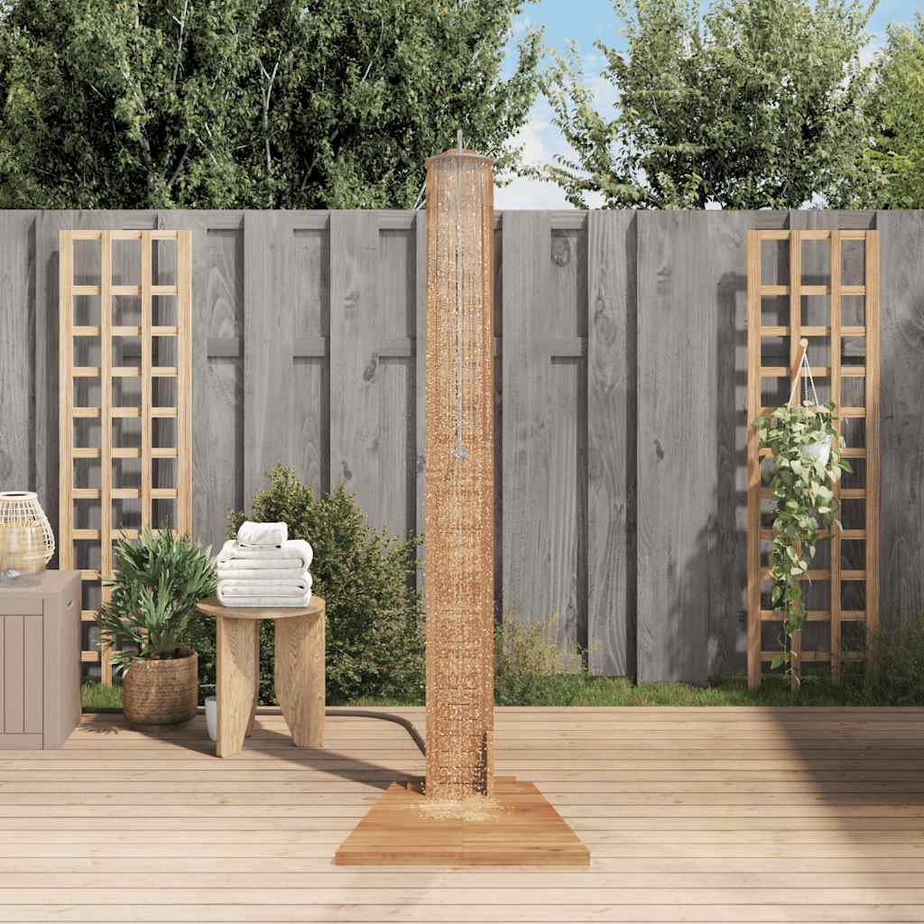 Gartendusche Massivholz Teak 70X75X204 Cm Weiß