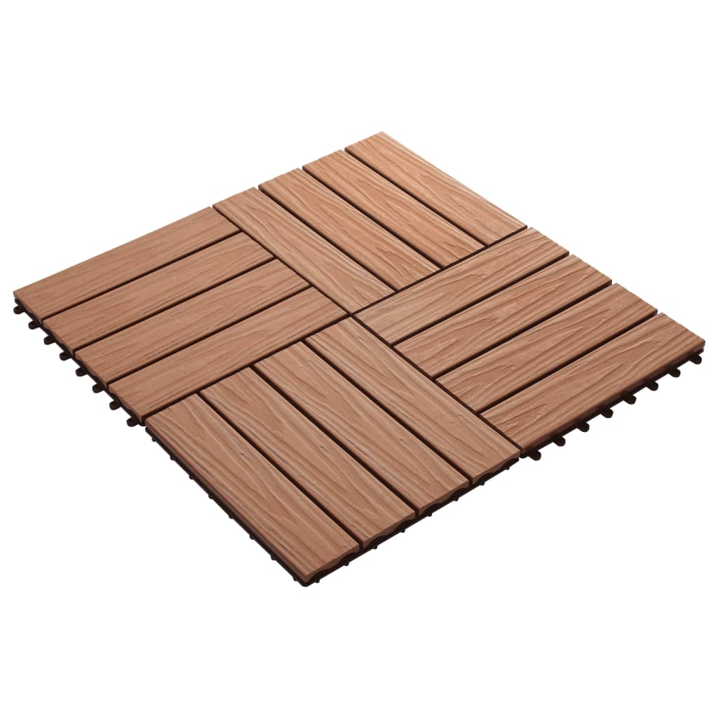 Terrassenfliesen 11Stk. Tief Geprägt Wpc 30X30Cm 1 Qm Hellbraun