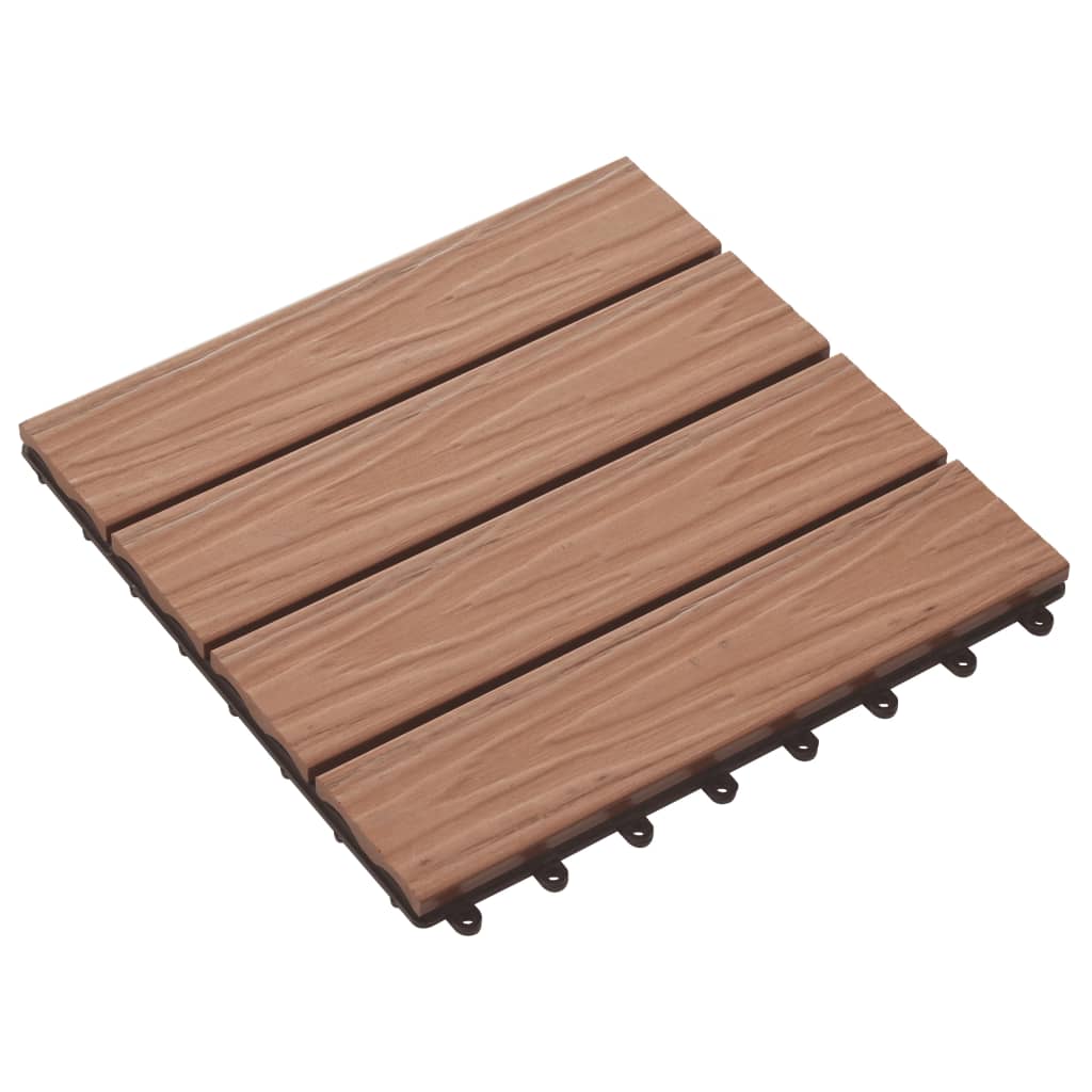 Terrassenfliesen 11Stk. Tief Geprägt Wpc 30X30Cm 1 Qm Hellbraun