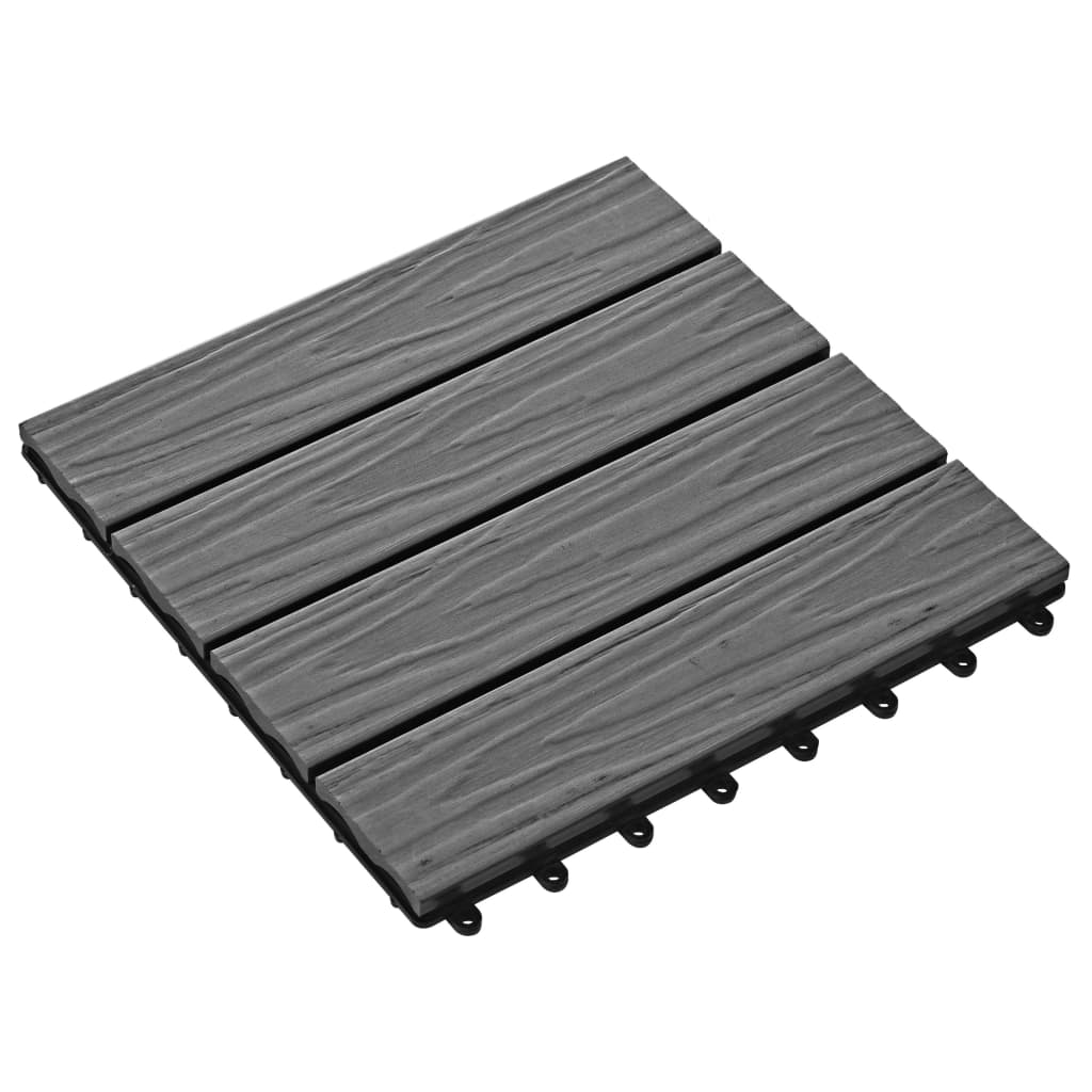 Terrassenfliesen 11 Stk. Tief Geprägt Wpc 30X30Cm 1 Qm Grau