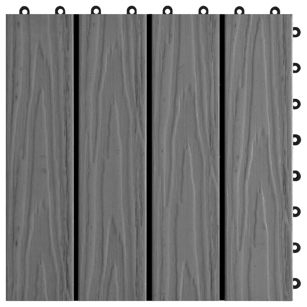 Terrassenfliesen 11 Stk. Tief Geprägt Wpc 30X30Cm 1 Qm Grau
