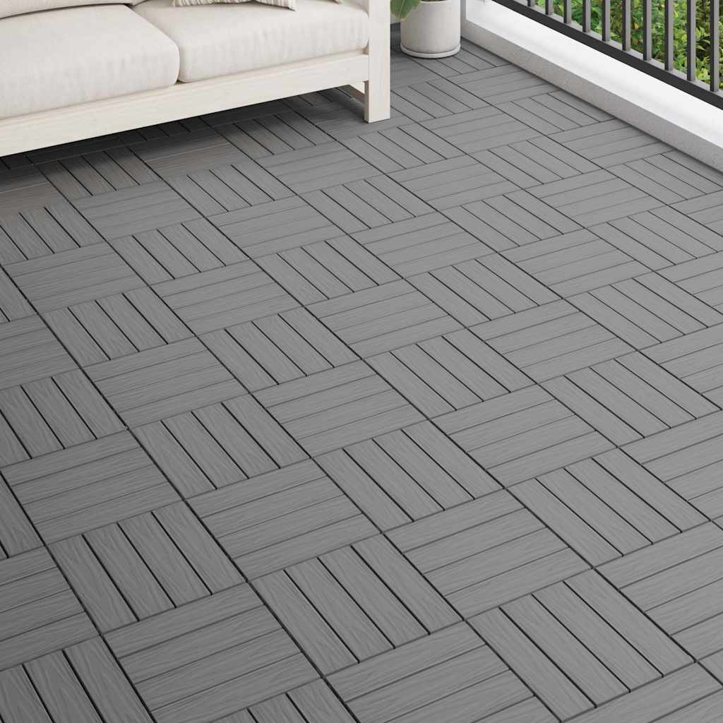 Terrassenfliesen 11 Stk. Tief Geprägt Wpc 30X30Cm 1 Qm Grau