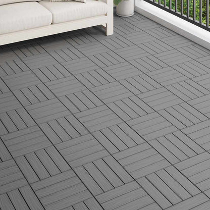 Terrassenfliesen 11 Stk. Tief Geprägt Wpc 30X30Cm 1 Qm Grau
