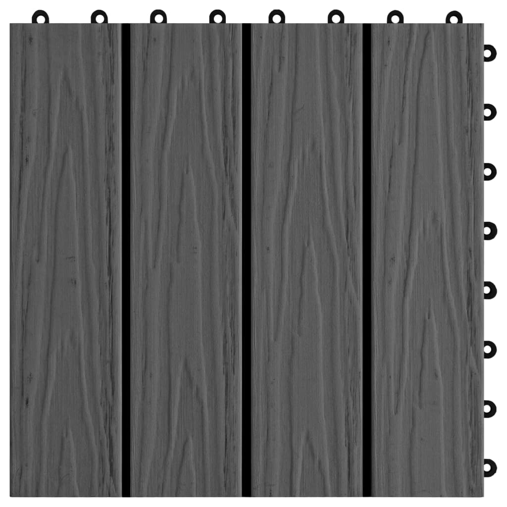 Terrassenfliesen 11 Stk. Tief Geprägt Wpc 30X30Cm 1 Qm Schwarz