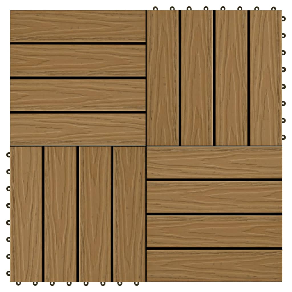 Terrassenfliesen 11Stk. Tief Geprägt Wpc 30X30Cm 1 Qm Teakfarbe