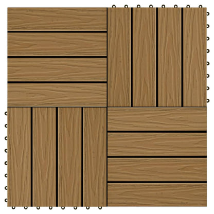 Terrassenfliesen 11Stk. Tief Geprägt Wpc 30X30Cm 1 Qm Teakfarbe