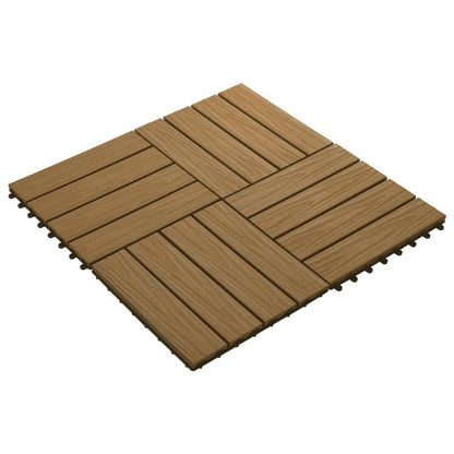 Terrassenfliesen 11Stk. Tief Geprägt Wpc 30X30Cm 1 Qm Teakfarbe
