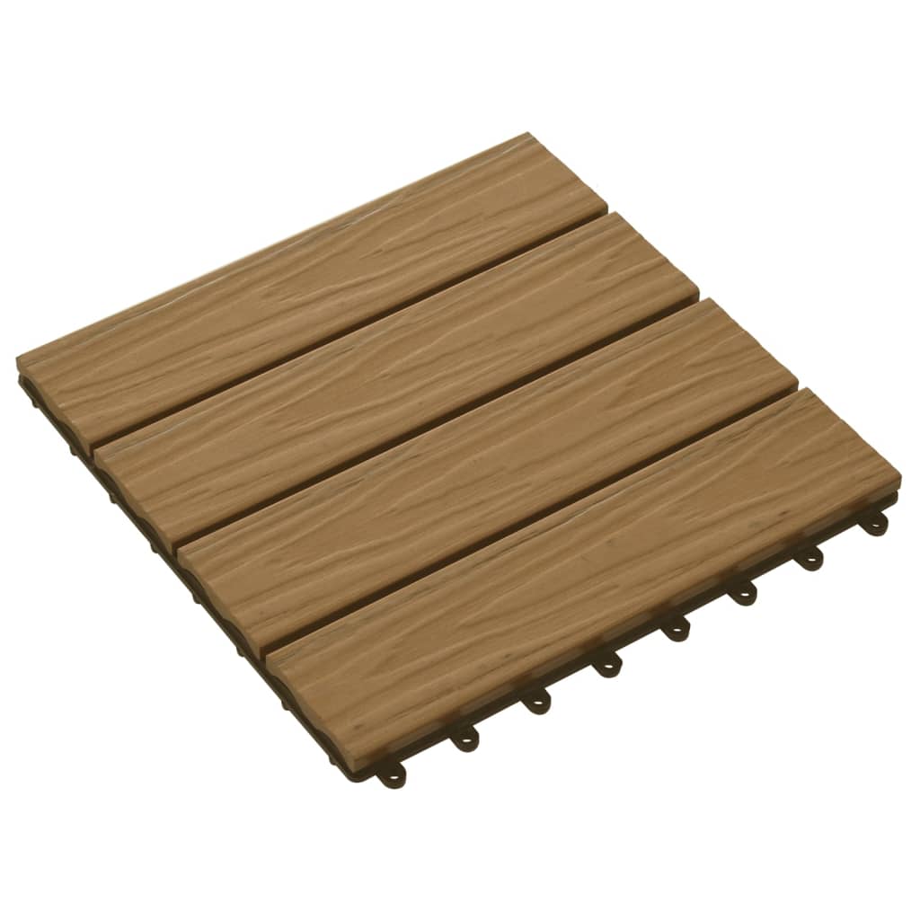 Terrassenfliesen 11Stk. Tief Geprägt Wpc 30X30Cm 1 Qm Teakfarbe