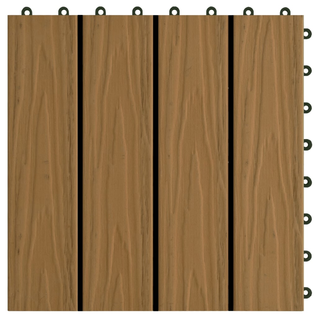 Terrassenfliesen 11Stk. Tief Geprägt Wpc 30X30Cm 1 Qm Teakfarbe