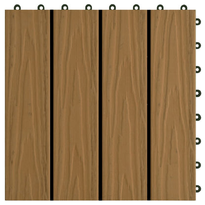 Terrassenfliesen 11Stk. Tief Geprägt Wpc 30X30Cm 1 Qm Teakfarbe