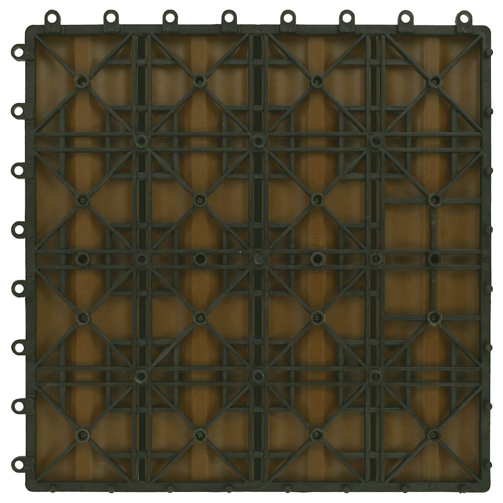 Terrassenfliesen 11Stk. Tief Geprägt Wpc 30X30Cm 1 Qm Teakfarbe