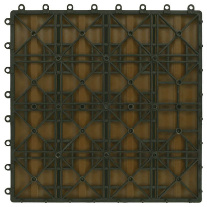 Terrassenfliesen 11Stk. Tief Geprägt Wpc 30X30Cm 1 Qm Teakfarbe