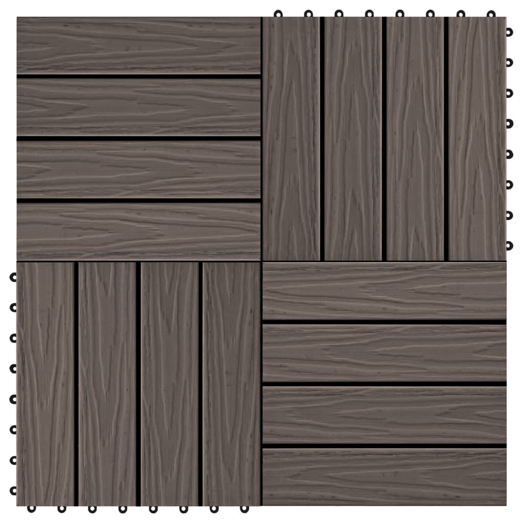 Terrassenfliesen 11Stk Tief Geprägt Wpc 30X30Cm 1Qm Dunkelbraun