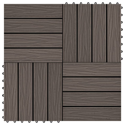 Terrassenfliesen 11Stk Tief Geprägt Wpc 30X30Cm 1Qm Dunkelbraun